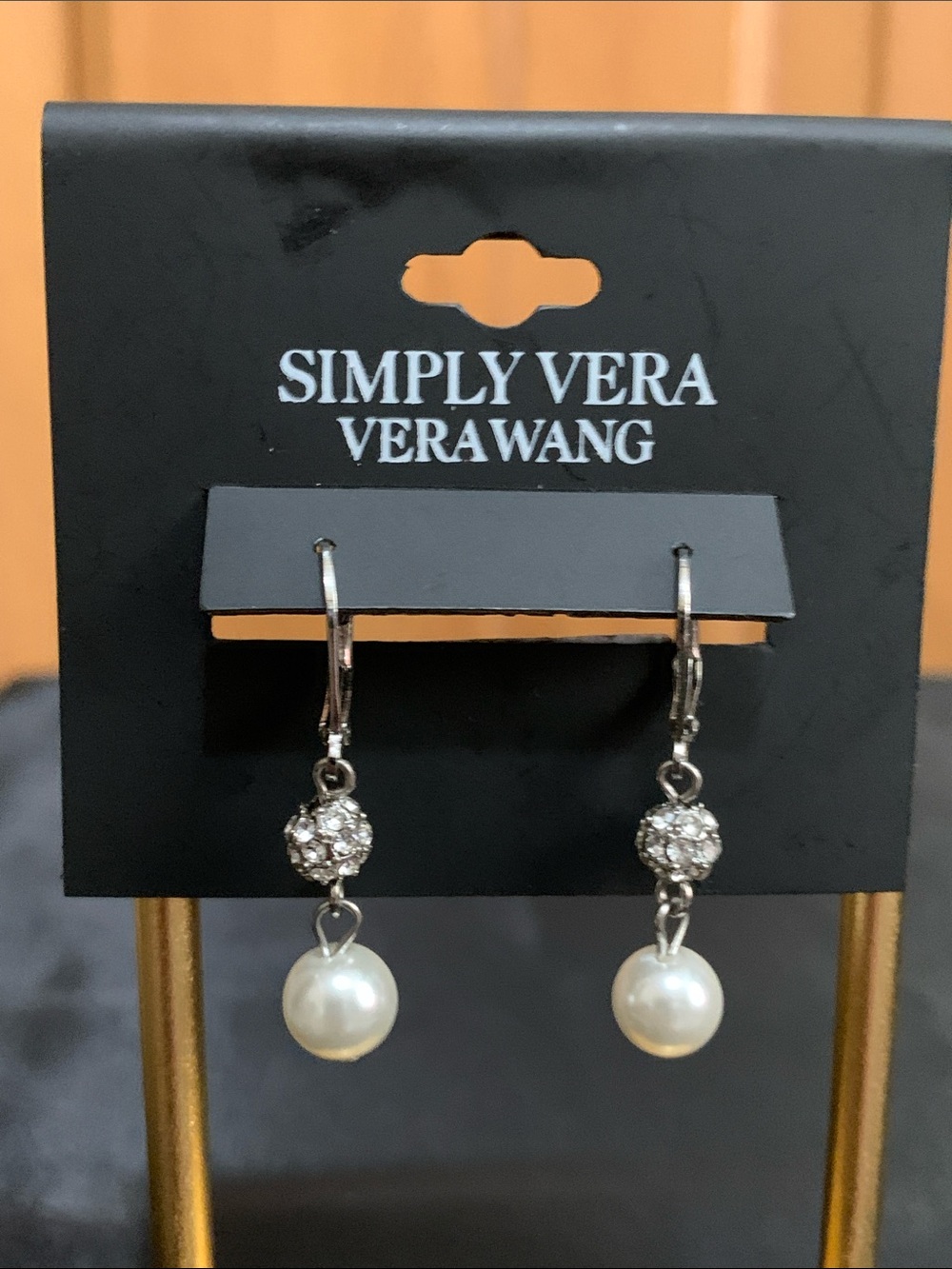 NWT Simply Vera Vera Wang silver tone faux pearl earrings